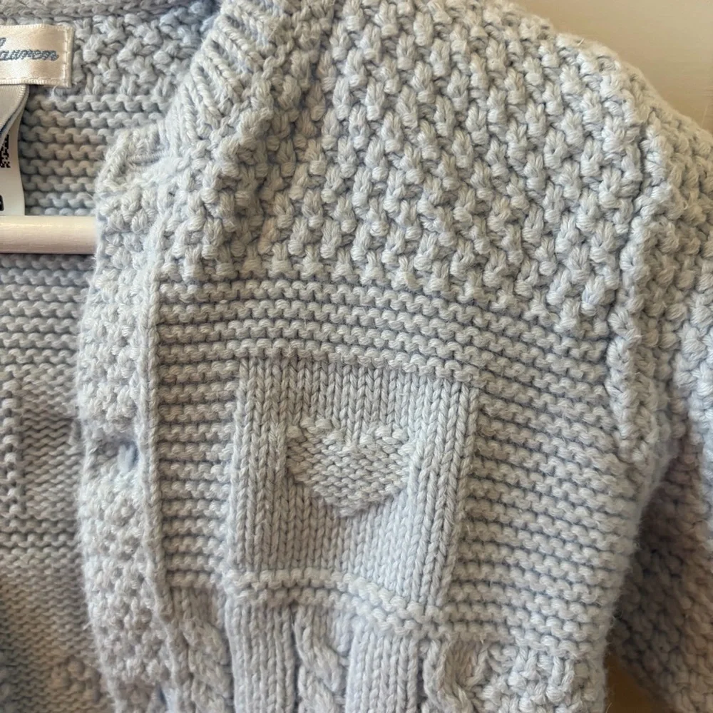 Ralph Lauren Contrast-Knit Cotton Cardigan Size 9-12 Months Beryl Blue